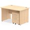 Impulse 1200mm Rectangular Desk, Panel End Leg, 2 Drawer Mobile Pedestal, Beech