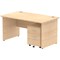 Impulse 1400mm Rectangular Desk, Panel End Leg, 2 Drawer Mobile Pedestal, Maple