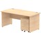 Impulse 1600mm Rectangular Desk, Panel End Leg, 2 Drawer Mobile Pedestal, Maple