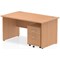 Impulse 1400mm Rectangular Desk, Panel End Leg, 2 Drawer Mobile Pedestal, Oak