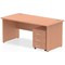 Impulse 1800mm Rectangular Desk, Panel End Leg, 3 Drawer Mobile Pedestal, Beech