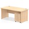 Impulse 1400mm Rectangular Desk, Panel End Leg, 3 Drawer Mobile Pedestal, Maple