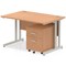 Impulse 1200 x 800mm Straight Office Desk Oak Top Silver Cantilever Leg Workstation 2 Drawer Mobile Pedestal