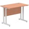 Impulse 1000mm Slim Rectangular Desk, Silver Cantilever Leg, Beech