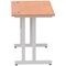 Impulse 1000mm Slim Rectangular Desk, Silver Cantilever Leg, Beech