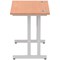 Impulse 1000mm Slim Rectangular Desk, Silver Cantilever Leg, Beech