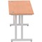 Impulse 1600mm Slim Rectangular Desk, Silver Cantilever Leg, Beech