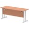 Impulse 1600mm Slim Rectangular Desk, Silver Cantilever Leg, Beech