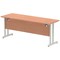 Impulse 1800mm Slim Rectangular Desk, Silver Cantilever Leg, Beech