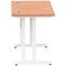 Impulse 1000mm Slim Rectangular Desk, White Cantilever Leg, Beech