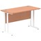 Impulse 1200mm Slim Rectangular Desk, White Cantilever Leg, Beech