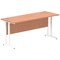 Impulse 1600mm Slim Rectangular Desk, White Cantilever Leg, Beech