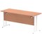 Impulse 1600mm Slim Rectangular Desk, White Cantilever Leg, Beech