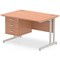 Impulse 1200mm Rectangular Office Desk With Fixed 3 Drawer Pedestal, Silver Cantilever Leg, Beech
