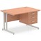 Impulse 1200mm Rectangular Office Desk With Fixed 3 Drawer Pedestal, Silver Cantilever Leg, Beech