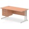 Impulse 1600mm Rectangular Office Desk With Fixed 3 Drawer Pedestal, Silver Cantilever Leg, Beech