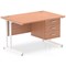 Impulse 1200mm Rectangular Office Desk With Fixed 3 Drawer Pedestal, White Cantilever Leg, Beech