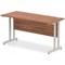 Impulse 1400mm Slim Rectangular Desk, Silver Cantilever Leg, Walnut
