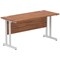 Impulse 1400mm Slim Rectangular Desk, Silver Cantilever Leg, Walnut