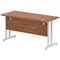 Impulse 1400mm Slim Rectangular Desk, Silver Cantilever Leg, Walnut