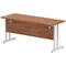 Impulse 1600mm Slim Rectangular Desk, Silver Cantilever Leg, Walnut