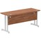 Impulse 1600mm Slim Rectangular Desk, Silver Cantilever Leg, Walnut