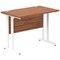 Impulse 1000mm Slim Rectangular Desk, White Cantilever Leg, Walnut