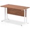 Impulse 1200mm Slim Rectangular Desk, White Cantilever Leg, Walnut
