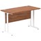 Impulse 1200mm Slim Rectangular Desk, White Cantilever Leg, Walnut