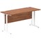 Impulse 1400mm Slim Rectangular Desk, White Cantilever Leg, Walnut