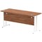 Impulse 1600mm Slim Rectangular Desk, White Cantilever Leg, Walnut