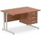 Impulse 1200mm Rectangular Office Desk With Fixed 3 Drawer Pedestal, Silver Cantilever Leg, Walnut