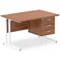 Impulse 1200mm Rectangular Office Desk With Fixed 3 Drawer Pedestal, White Cantilever Leg, Walnut
