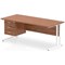 Impulse 1800mm Rectangular Office Desk With Fixed 3 Drawer Pedestal, White Cantilever Leg, Walnut