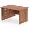 Impulse 1200mm Rectangular Desk With 2 Drawer Fixed Pedestal, Panel End Leg, Walnut