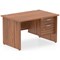 Impulse 1200mm Rectangular Desk With 2 Drawer Fixed Pedestal, Panel End Leg, Walnut
