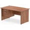 Impulse 1400mm Rectangular Desk With 2 Drawer Fixed Pedestal, Panel End Leg, Walnut