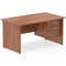 Impulse 1400mm Rectangular Desk With 2 Drawer Fixed Pedestal, Panel End Leg, Walnut