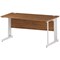 Impulse Plus 1600mm Wave Desk, Right Hand, Cable Managed White Legs, Walnut