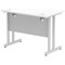 Impulse 1000mm Slim Rectangular Desk, Silver Cantilever Leg, White