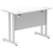 Impulse 1000mm Slim Rectangular Desk, Silver Cantilever Leg, White