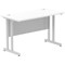 Impulse 1200mm Slim Rectangular Desk, Silver Cantilever Leg, White