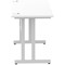 Impulse 1200mm Slim Rectangular Desk, Silver Cantilever Leg, White