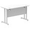 Impulse 1200mm Slim Rectangular Desk, Silver Cantilever Leg, White