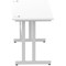 Impulse 1400mm Slim Rectangular Desk, Silver Cantilever Leg, White