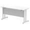 Impulse 1400mm Slim Rectangular Desk, Silver Cantilever Leg, White
