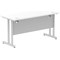 Impulse 1400mm Slim Rectangular Desk, Silver Cantilever Leg, White