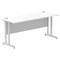 Impulse 1600mm Slim Rectangular Desk, Silver Cantilever Leg, White