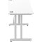 Impulse 1600mm Slim Rectangular Desk, Silver Cantilever Leg, White