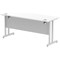 Impulse 1600mm Slim Rectangular Desk, Silver Cantilever Leg, White